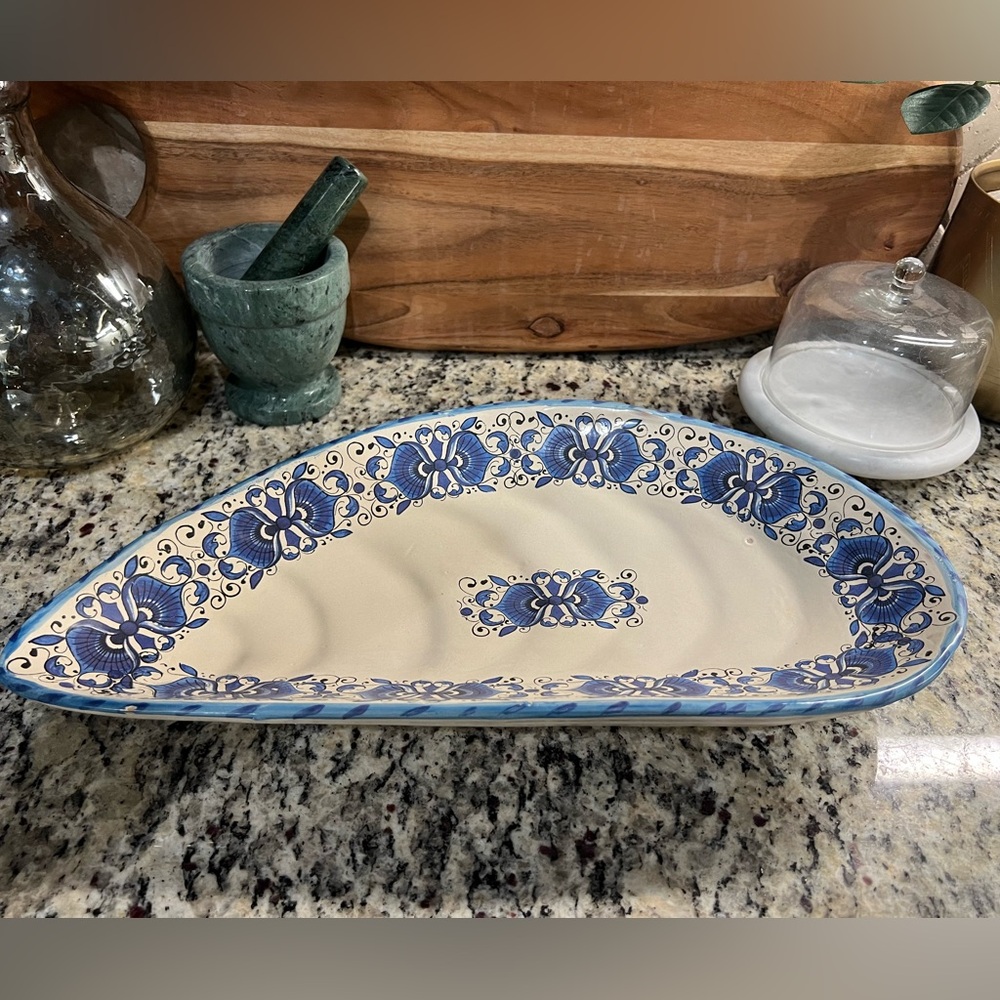 Ornate Vintage Blue serving dish - Meridiana (made in Italy)
